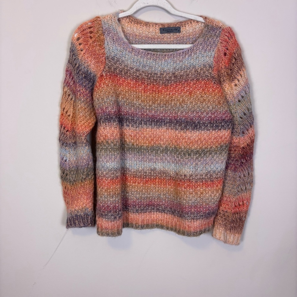 Elsamanda Vibrant Multicolor Knit Alpaca &‎ Wool Blend Sweater Medium
